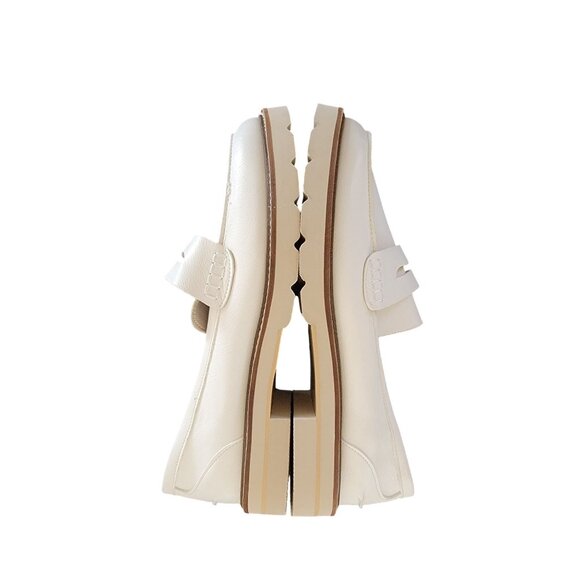 Anne Klein White Leather Penny Loafers Womens Size 10 Cushioned Sole Stylish Eve - Picture 3 of 7